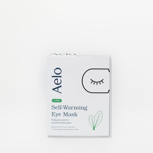 Box of Aelo Self Heating Eye Masks with Lutein